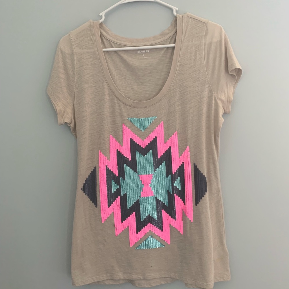 Express Sequin Graphic Top